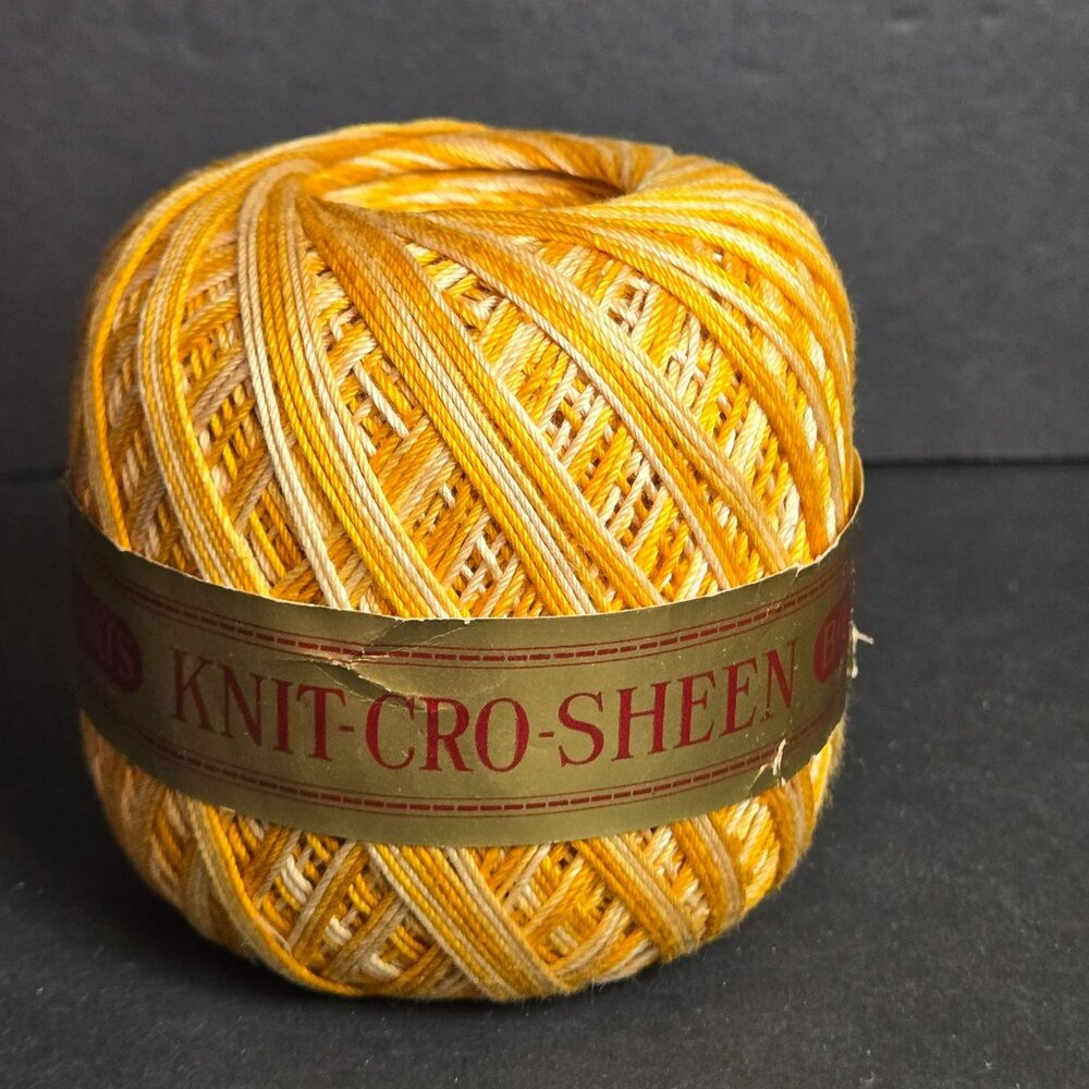 J&P Coats Knit-Cro-Sheen Crochet Thread 200 Yards Mercerized Cotton Yellow Cream